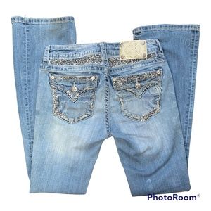 Miss Me Womens Size 27 Jeans Signature Standard Boot Cut Light Wash Dist…